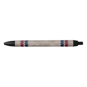 Red White Blue Knit-look Stripe Pattern Zwarte Inkt Pen
