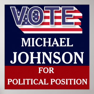 Red White Blue Modern Campaign Poster
