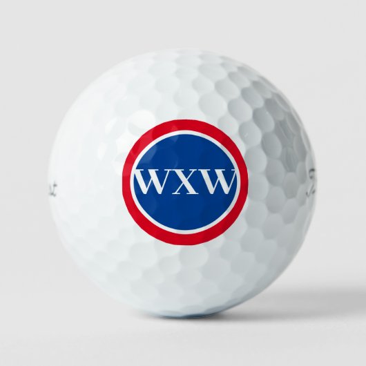 Red White Blue Monogram Golf Ball Golfballen (Voorkant)