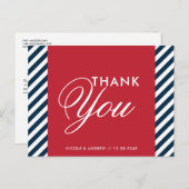 Red White Blue Nautical Stripes Dank je Briefkaart (Voorkant / Achterkant)