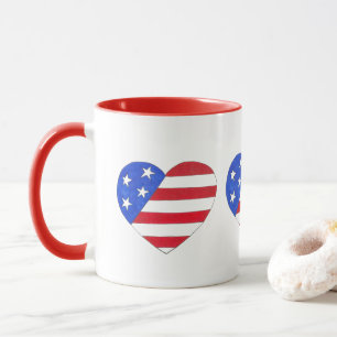 Red White Blue Patriotic American Flag Heart USA Mok