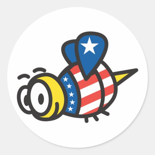 Red White Blue Patriotic Bee Ronde Sticker (Voorkant)