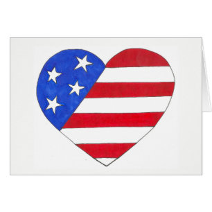 Red White Blue Patriotic Stars Stripes USA Heart