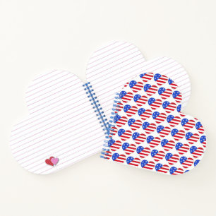 Red White Blue Patriotic Stars Stripes USA Heart Notitieboek