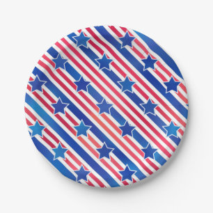 Red White Blue Patriotic Stars Stripes USA Papieren Bordje