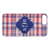 Red White Blue Preppy Madras Monogram Case-Mate iPhone Case (Achterkant (Horizontaal))