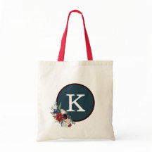 Red White Blue Roos Pattern Elegant Monogram Tas