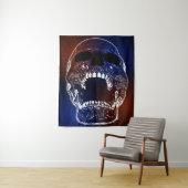 Red White Blue Skull - Human Skull Wandkleed (In situ)