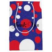 Red White Blue Sparkle Polka Dot Party Medium Cadeauzakje (Voorkant)