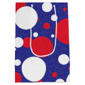 Red White Blue Sparkle Polka Dot Party Medium Cadeauzakje (Achterkant)