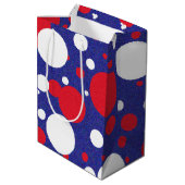 Red White Blue Sparkle Polka Dot Party Medium Cadeauzakje (Achterkant Gekanteld)