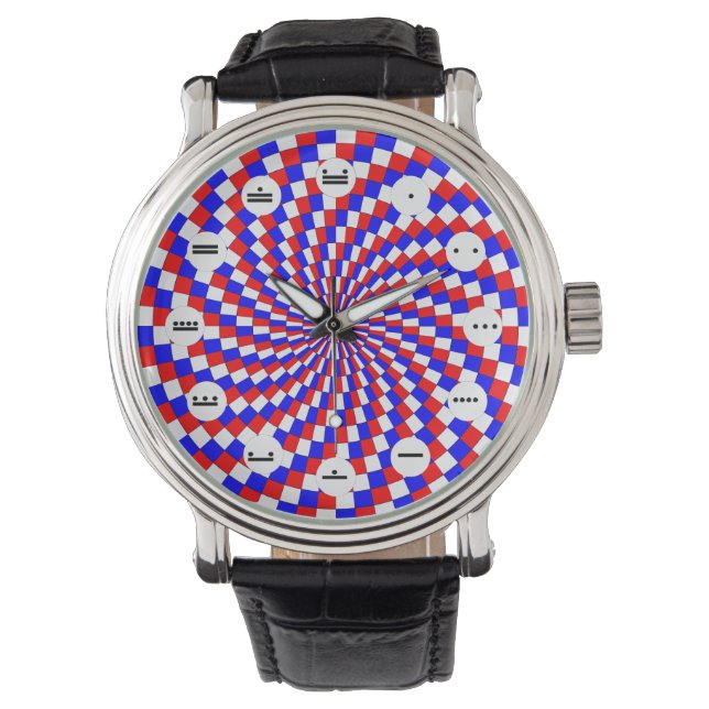 Red White Blue Spiral (Mayan) van Kenneth Yoncich Horloge (Voorkant)