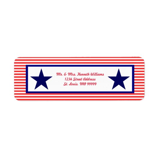 Red White & Blue Star - Étiquettes d'adresse de re (Devant)