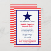 Red White & Blue Star - Invitation 3x5 Party (Devant / Derrière)