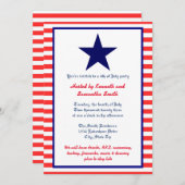 Red White & Blue Star - Invitation de la fête (Devant / Derrière)