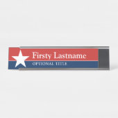 Red White Blue Star Titel Bureau Naambordje (Voorkant)