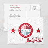 Red White & Blue Stars 4 juillet Cartes postales (Devant / Derrière)