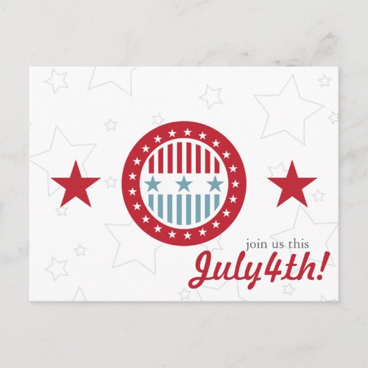 Red White & Blue Stars 4 juillet Cartes postales (Devant)