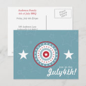 Red White & Blue Stars 4 juillet Cartes postales (Devant / Derrière)