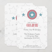 Red White & Blue Stars 4 juillet Invitations (Devant / Derrière)