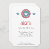 Red White & Blue Stars 4 juillet Invitations (Devant / Derrière)