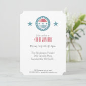 Red White & Blue Stars 4 juillet Invitations (Debout devant)
