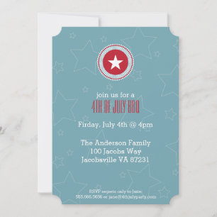 Red White & Blue Stars 4 juillet Invitations