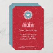 Red White & Blue Stars 4 juillet Invitations (Devant / Derrière)