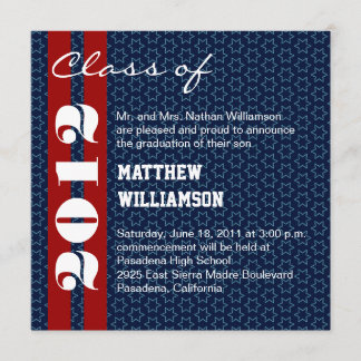 Red White Blue Stars Afstuderen Invitation Kaart