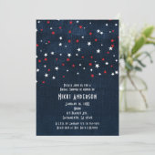 Red White & Blue Stars Denim Party Invitations (Debout devant)