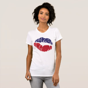 Red White Blue Stars Stripes 4 juli KISS LIPS T-shirt