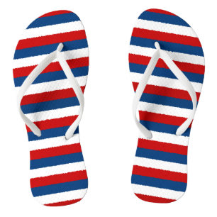 Red White Blue Striped Patroon Teenslippers