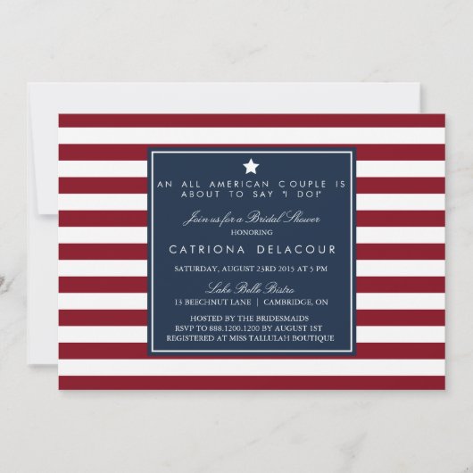 Red White & Blue Stripes Invitation de la douche n (Devant)