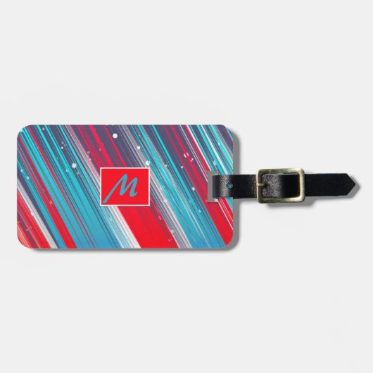 Red White Blue Stripes Personaliseer bagage Bagagelabel (Voorkant horizontaal)