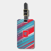 Red White Blue Stripes Personaliseer bagage Bagagelabel (Voorkant verticaal)