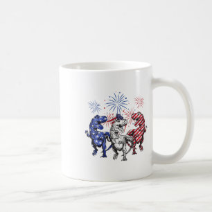 Red White Blue T Rex Dinosaur Fireworks 4 juli Koffiemok