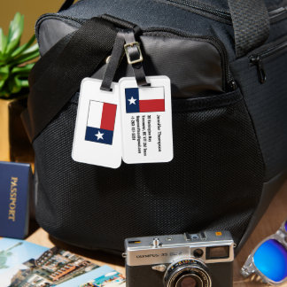 Red White Blue Texas Flag Texan Personalized Bagagelabel