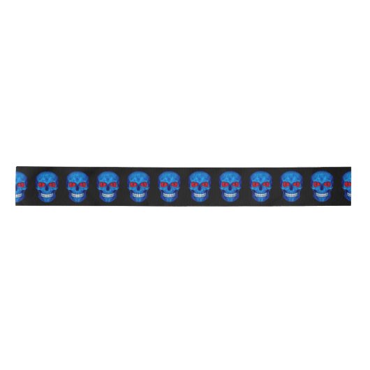 Red White Blue USA Zombie Skull Satin Ribbon Lint (Voorkant)