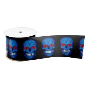 Red White Blue USA Zombie Skull Satin Ribbon Lint