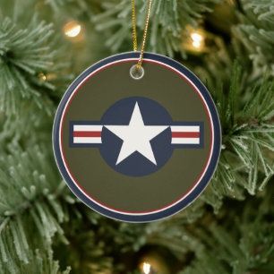 Red White Blue USAAF-insignia Star Bars Keramisch Ornament