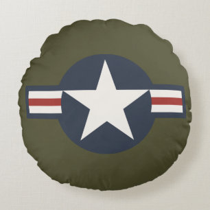  Red White Blue USAAF-insignia Star Bars Rond Kussen