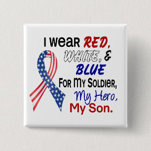 Red White Blue voor mijn zoon Vierkante Button 5,1 Cm