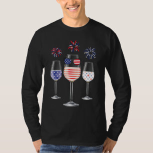 Red White Blue Wine Glass American Flag Happy 4t T-shirt
