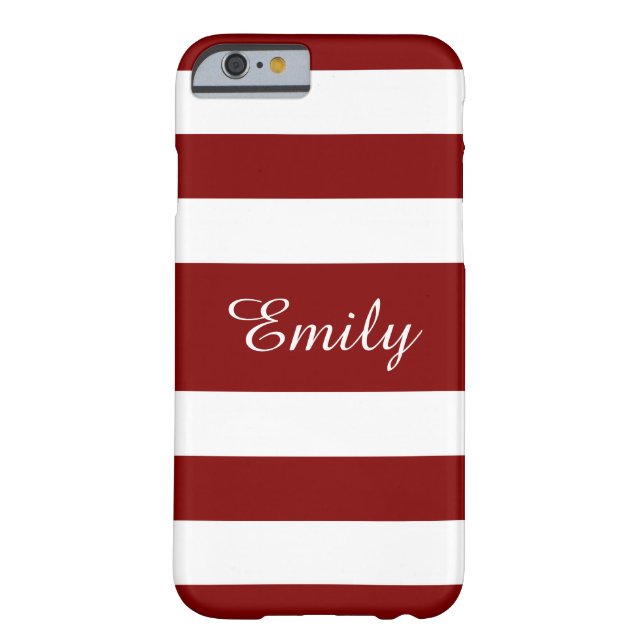 Red White Bold Stripes Persoonlijke naam Case-Mate iPhone Case (Achterkant)
