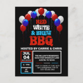 Red White & Brew BBQ 4 juillet Fête Invitation (Devant)