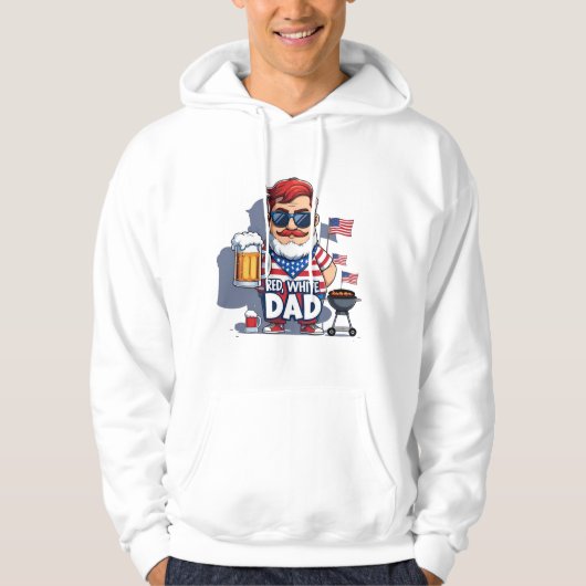 Red White & Brew Dad Comic T-shirt Print (Voorkant)