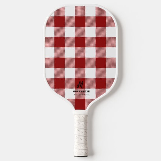 Red White Buffalo Pset Monogrammed Pickleball Paddle (Voorkant)
