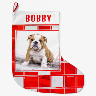 Red White Bulldog Dog Photo Merry Kerstry Grote Kerstsok