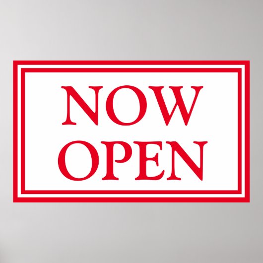 Red White Business nu open Poster (Voorkant)