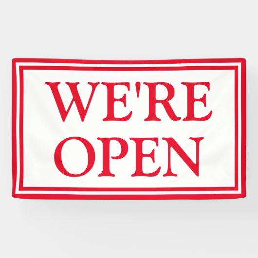 Red White Business We zijn open banner (Horizontaal)
